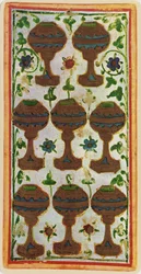 The Eight of Cups, facsimile of a tarot card from the 